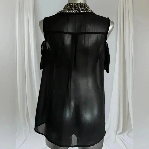 ✅Women’s Sheer Top with Embellished Collar - Picture 3 of 15